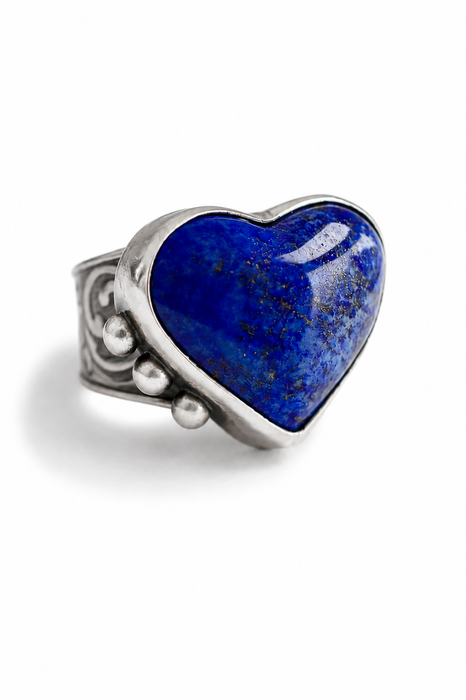 Handmade Lapis Lazuli Heart Ring