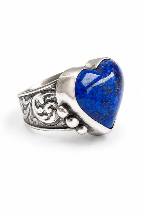 Handmade Lapis Lazuli Heart Ring