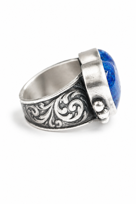 Handmade Lapis Lazuli Heart Ring
