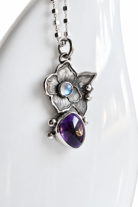 Amethyst Botanical Pendant — Moonstone