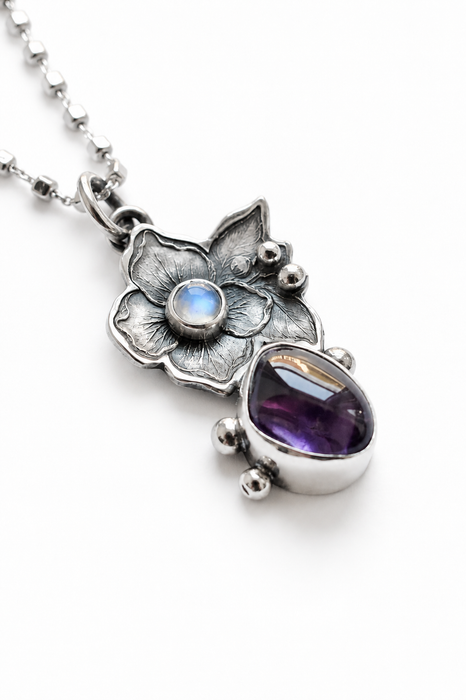 Amethyst Botanical Pendant — Moonstone