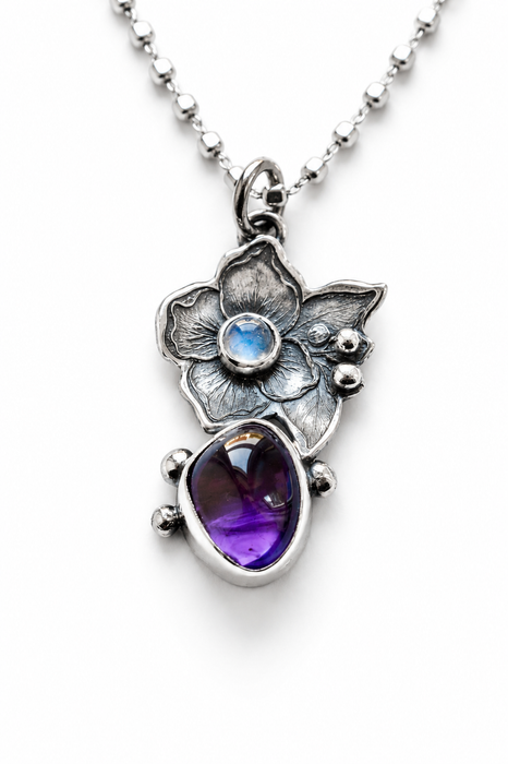 Amethyst Botanical Pendant — Moonstone
