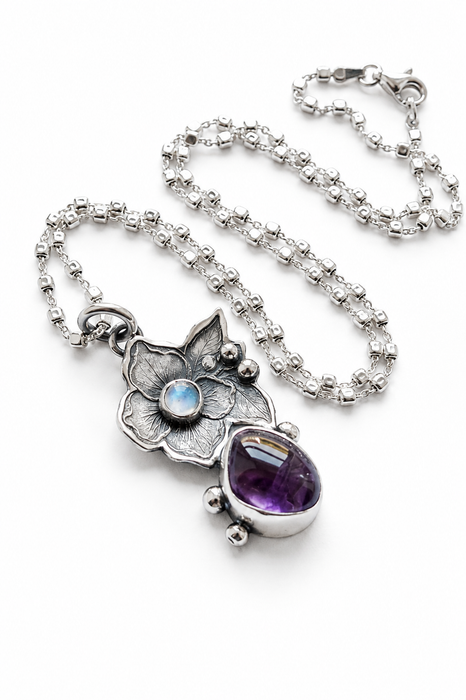 Amethyst Botanical Pendant — Moonstone