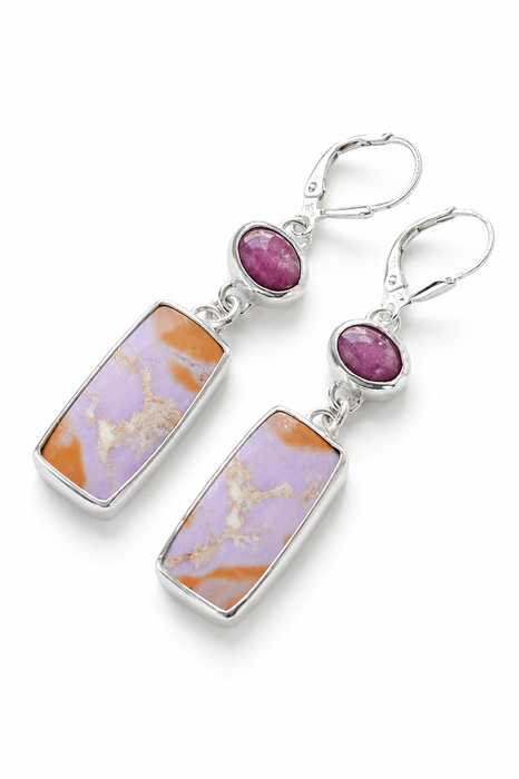 On Hold- Handmade Phosphosiderite & Ruby Silver Earrings