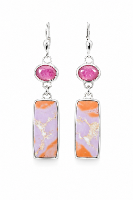 On Hold- Handmade Phosphosiderite & Ruby Silver Earrings