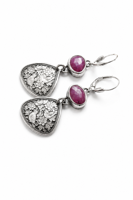Ruby Birdsong Earrings in Silver