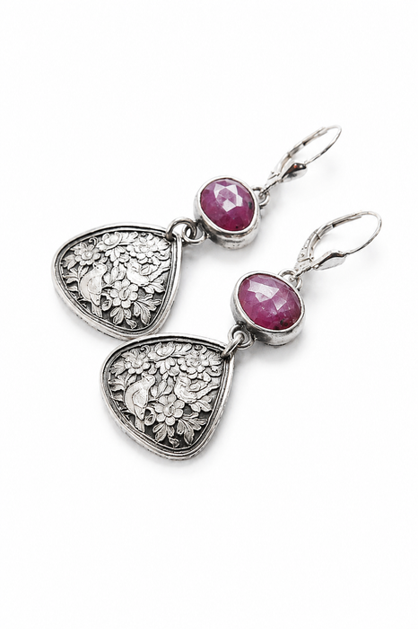 Ruby Birdsong Earrings in Silver