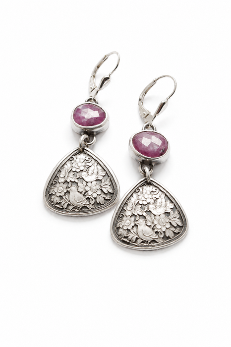 Ruby Birdsong Earrings in Silver