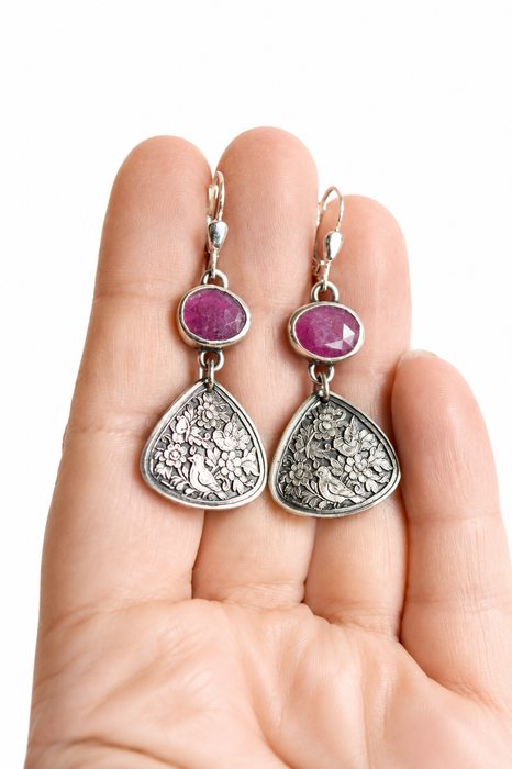 Ruby Birdsong Earrings in Silver