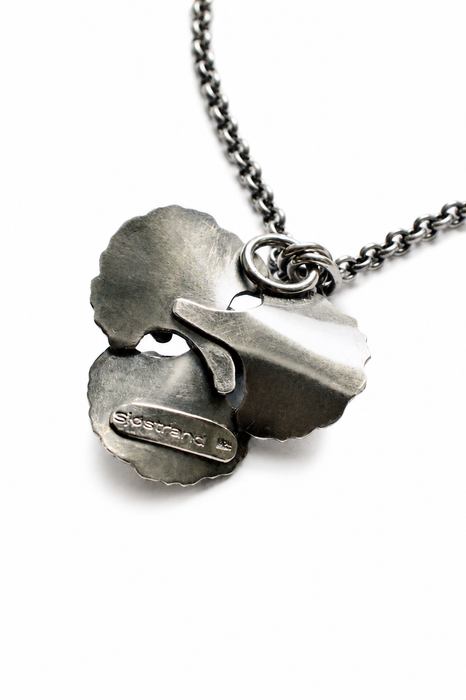 Emerald Gingko Pendant in Silver and Gold