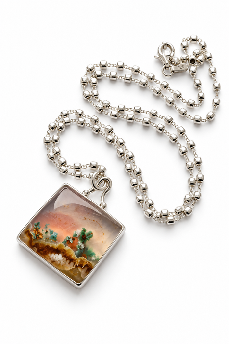 Square Aquadite Landscape Necklace