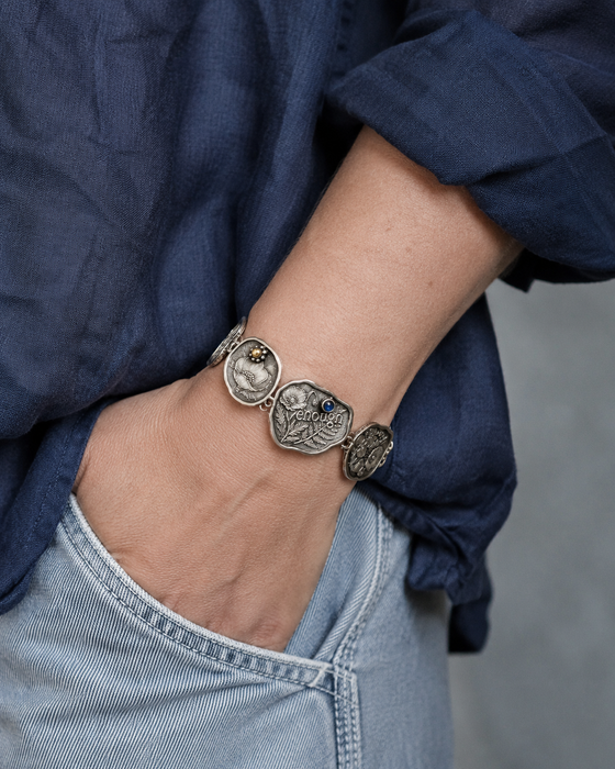 Botanical "Enough" Sterling Silver Bracelet