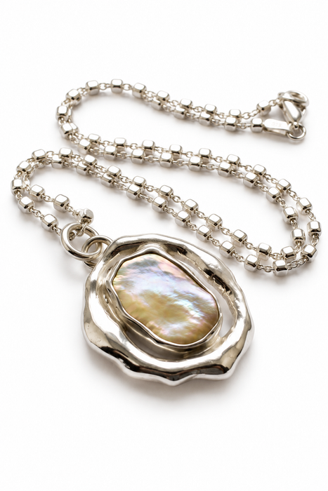 Keshi Pearl Organic Style Silver Necklace