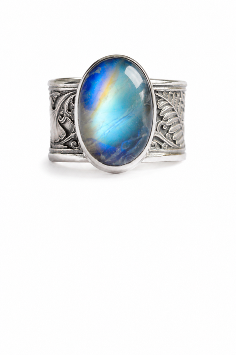 Blue Fire Moonstone Ring