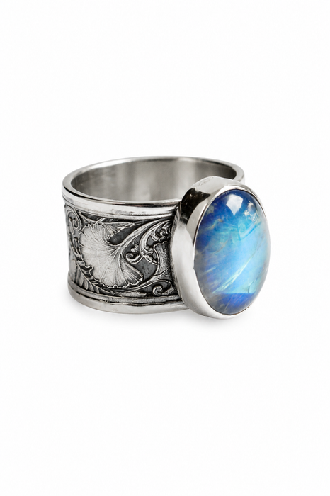 Blue Fire Moonstone Ring