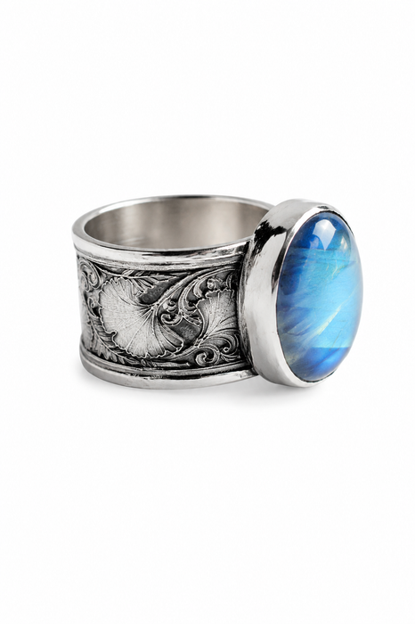 Blue Fire Moonstone Ring