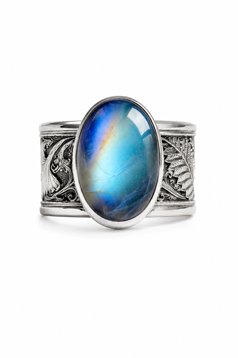 Blue Fire Moonstone Ring