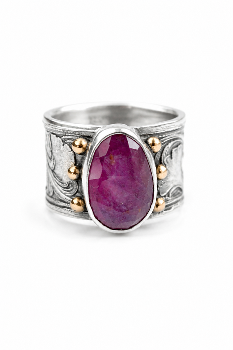 Gingko and Ruby Statement Ring