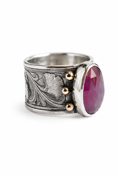 Gingko and Ruby Statement Ring