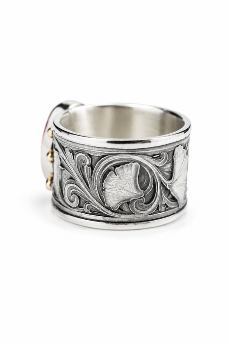 Gingko and Ruby Statement Ring
