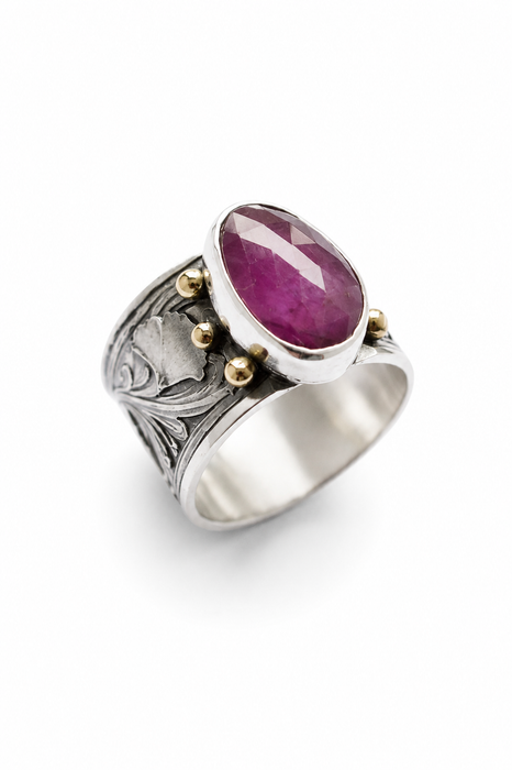 Gingko and Ruby Statement Ring