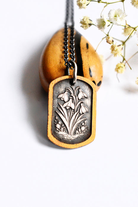 Snowdrop Etched Silver Pendant (pendant only)