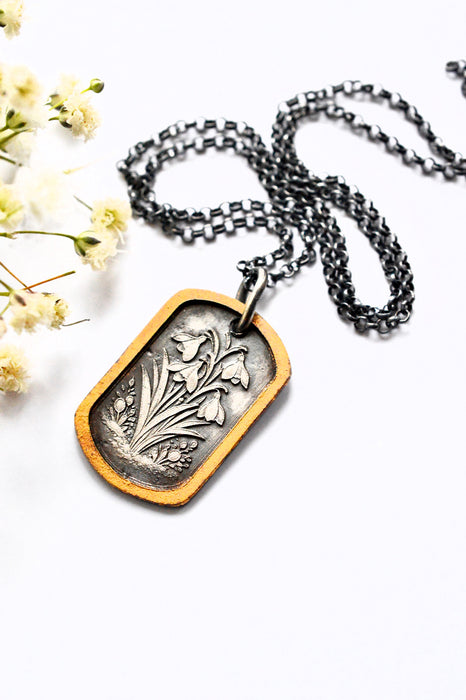 Snowdrop Etched Silver Pendant (pendant only)