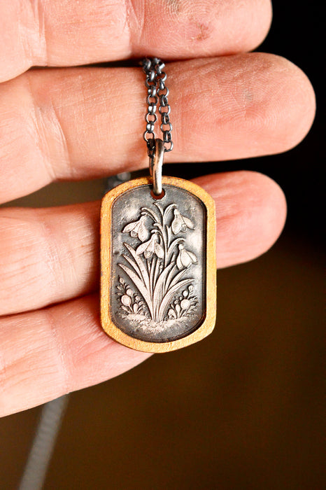 Snowdrop Etched Silver Pendant (pendant only)