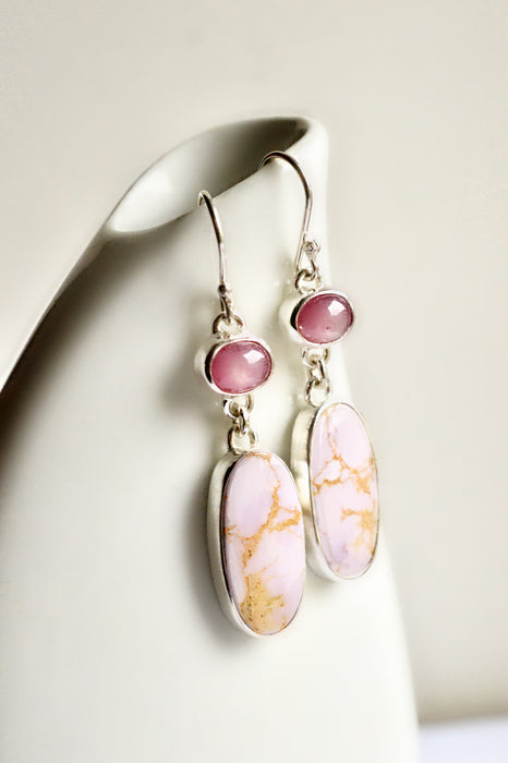 Handmade Phosphosiderite & Ruby Silver Earrings