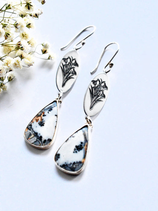 Maligano Jasper Snowdrop Earrings in Silver