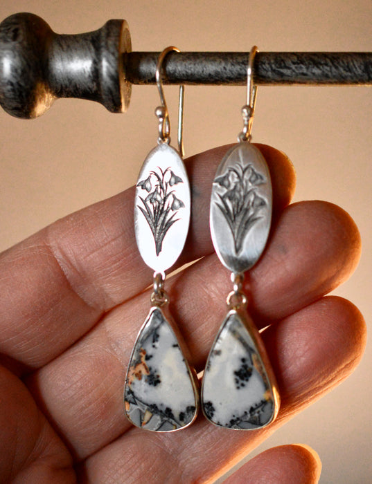 Maligano Jasper Snowdrop Earrings in Silver