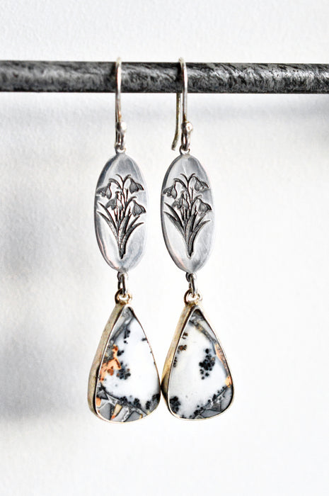 Maligano Jasper Snowdrop Earrings in Silver