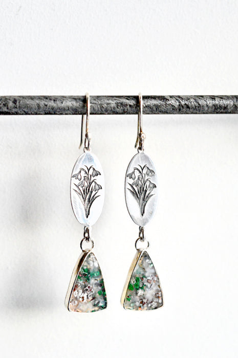 Copper Chalcedony Snowdrop Earrings in Silver/Floral Style