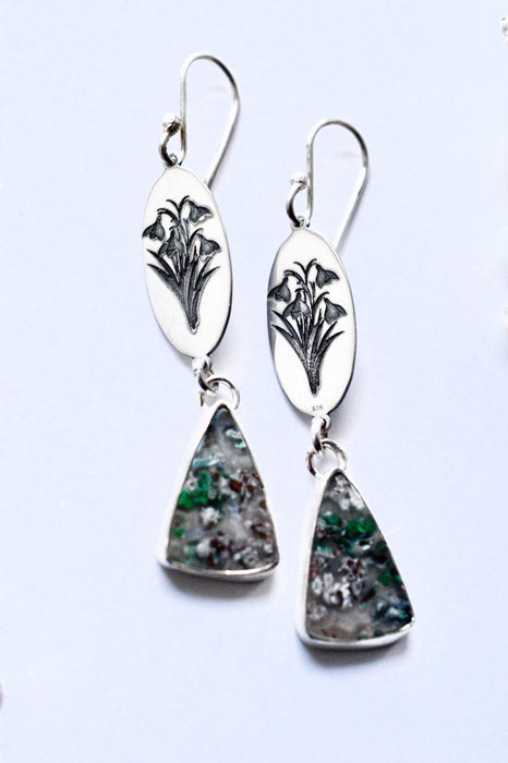 Copper Chalcedony Snowdrop Earrings in Silver/Floral Style