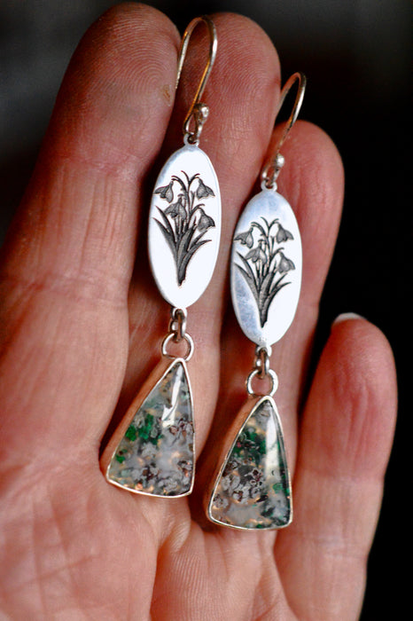 Copper Chalcedony Snowdrop Earrings in Silver/Floral Style