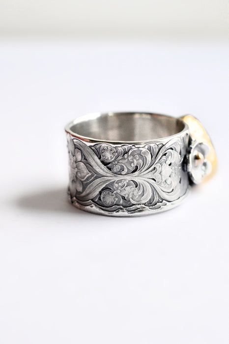 Lavender Moonstone Ring in Gold and Silver