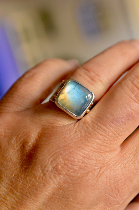 Rainbow Moonstone Ring