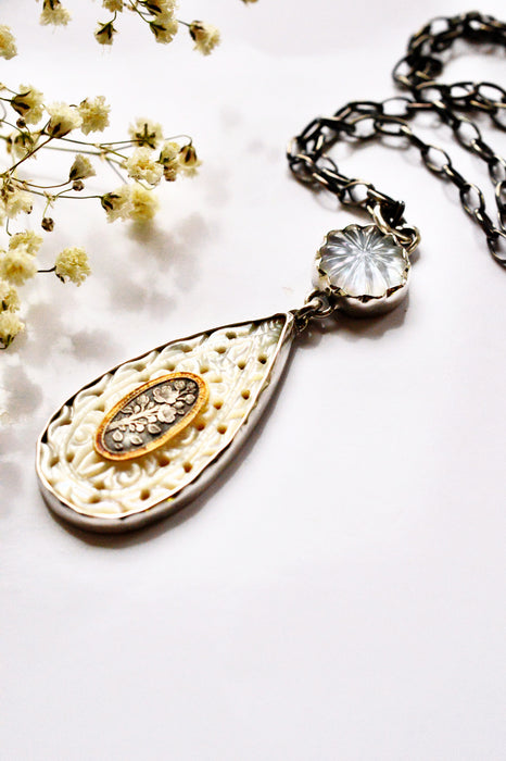 Carved Mother of Pearl Necklace