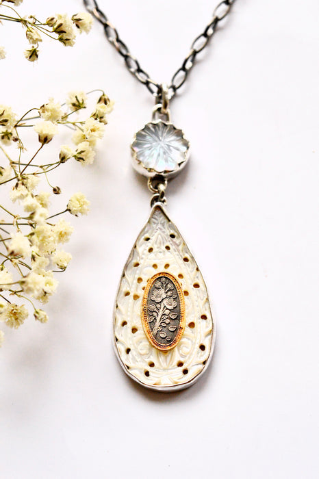 Carved Mother of Pearl Necklace
