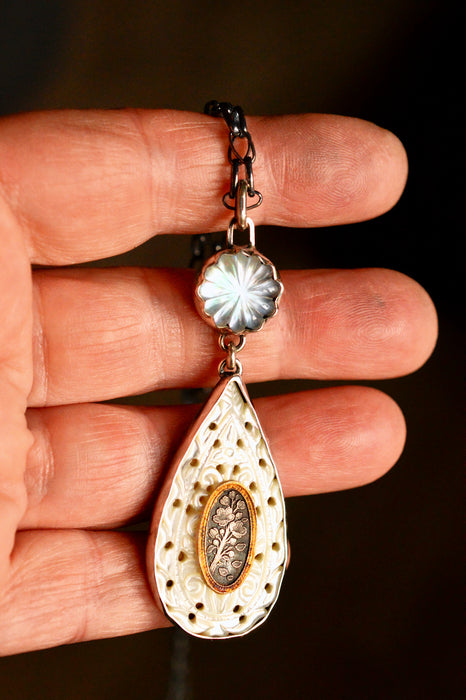 Carved Mother of Pearl Necklace