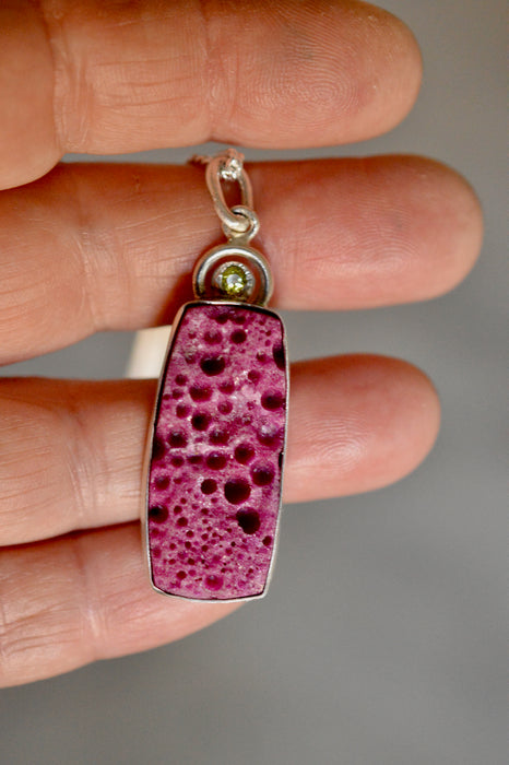 Raw Ruby Necklace with Peridot