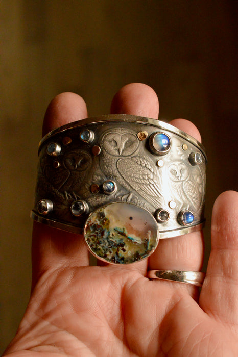 Night Owls- Woodland Sterling Silver Cuff