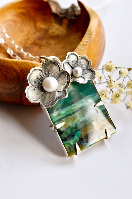 Opalized Wood Sakura Pearl Pendant