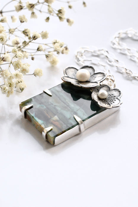 Opalized Wood Sakura Pearl Pendant