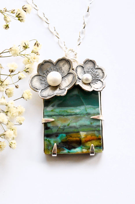 Opalized Wood Sakura Pearl Pendant