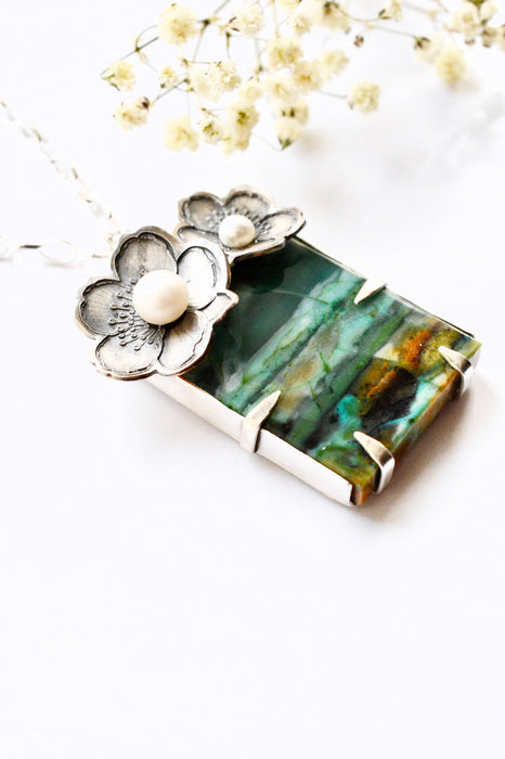 Opalized Wood Sakura Pearl Pendant