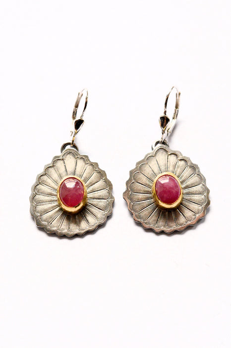 Ruby Gold and Silver Earrings