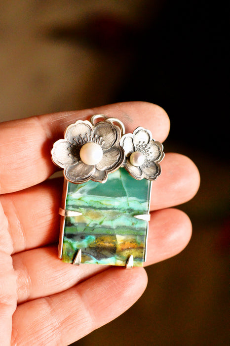 Opalized Wood Sakura Pearl Pendant