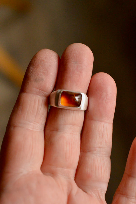 FORMA | Sculptural Silver Garnet Ring