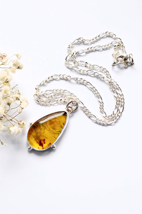 Baltic Amber Necklace in Silver